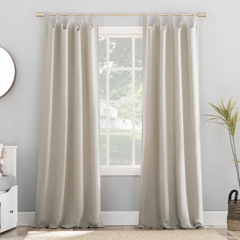 Sun Zero Easton Energy Saving Blackout Tab Top Curtain Panel, 40" x 95", Pearl - Image 1